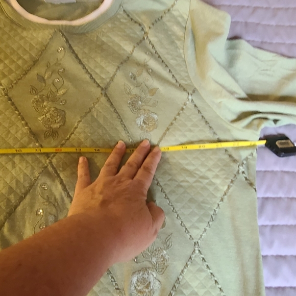 Alfred Dunner Quilted Green Top It doesn't have the size tag but it's large. - Picture 6 of 6